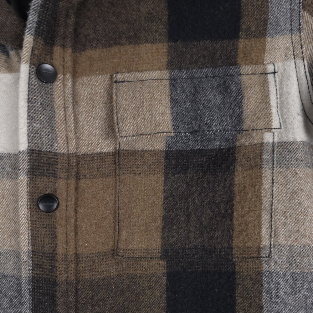 Prana Asgard Hooded Flannel Shirt Mens Small Plaid Wool Blend Snap Up Shacket - Picture 3 of 12